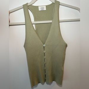 Aritzia Sage Green Button Up Tank
